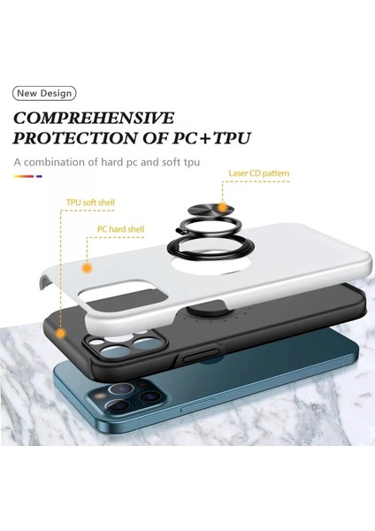 iPhone 12 Pro Kılıf Elit Yüzüklü Kapak - Gümüş fiyatları