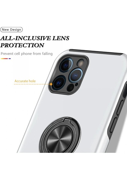 iPhone 12 Pro Kılıf Elit Yüzüklü Kapak - Gümüş fırsatları