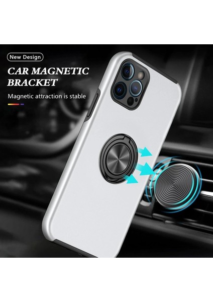 iPhone 12 Pro Kılıf Elit Yüzüklü Kapak - Gümüş indirimleri