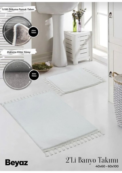 2'li Peluş Kaymaz Pamuk Tabanlı Klozet Takımı 40X60 ve 60X100 fiyatları