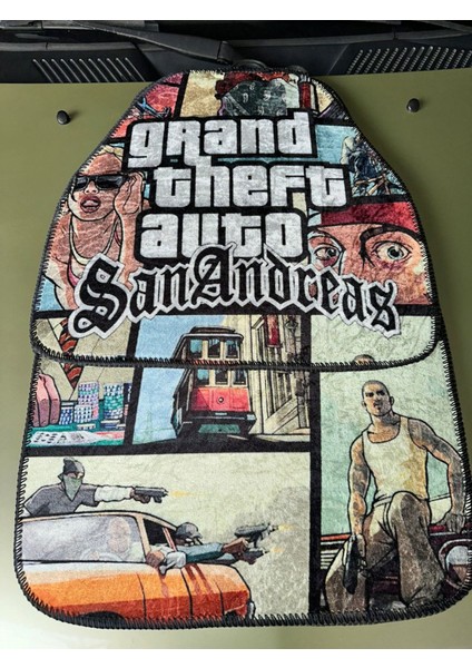 Gta San Andreas Kapak Tasarımlı Dijital Baskılı Dekor Paspas-Oto Aksesuar