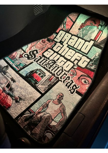 Gta San Andreas Kapak Tasarımlı Dijital Baskılı Dekor Paspas-Oto Aksesuar fiyatları