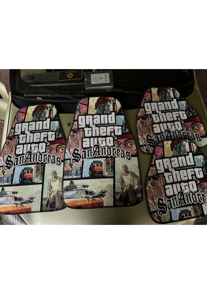 Gta San Andreas Kapak Tasarımlı Dijital Baskılı Dekor Paspas-Oto Aksesuar