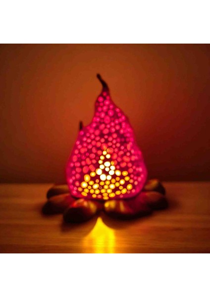 Yenilikçi 3D Printer Alev Lambası - Kırmızı Pembe Modern Abajur - Uzun Ömürlü LED Teknolojisi