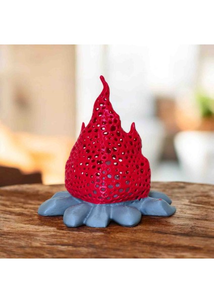 Yenilikçi 3D Printer Alev Lambası - Kırmızı Pembe Modern Abajur - Uzun Ömürlü LED Teknolojisi fırsatları