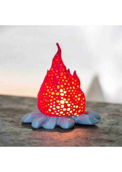 Yenilikçi 3D Printer Alev Lambası - Kırmızı Pembe Modern Abajur - Uzun Ömürlü LED Teknolojisi indirimleri