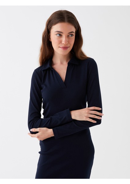 Yeni Sezon Polo Yaka Kadın Bodycon Elbise modelleri