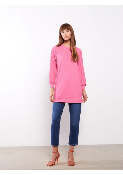 Yeni Sezon Bisiklet Yaka Nakışlı Uzun Kollu Kadın Tunik fiyatları