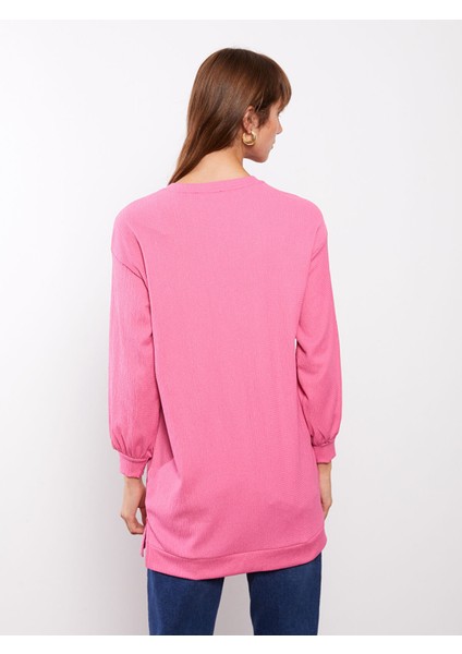 Yeni Sezon Bisiklet Yaka Nakışlı Uzun Kollu Kadın Tunik indirimleri