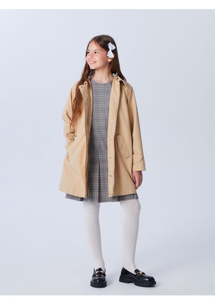 Yeni Sezon Bisiklet Yaka Ekose Kız Çocuk Elbise