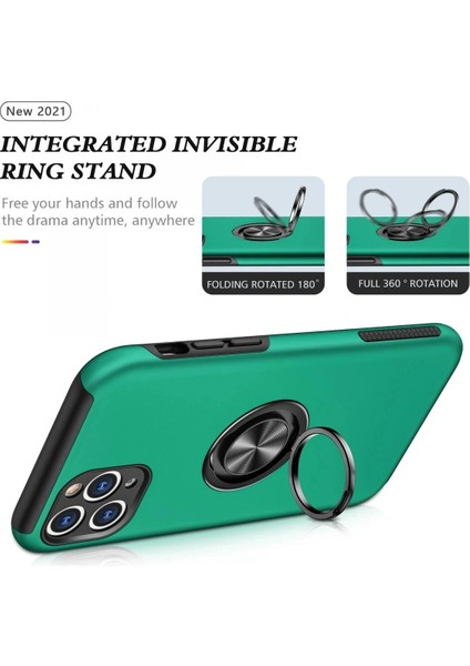 iPhone 11 Pro Max Kılıf Elit Yüzüklü Kapak - Yeşil modelleri