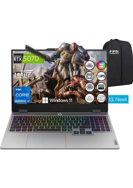 Loq 15IRX10 I7-13650HX RTX5070 115W 64GB Ram 1tb SSD 15.6" Fhd IPS 144Hz W11 83JE00EWTR Taşınabilir Bilgisayar