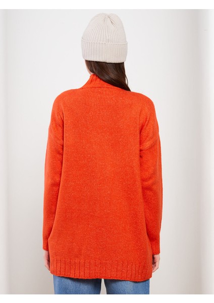 Yeni Sezon Yarım Balıkçı Yaka Desenli Uzun Kollu Kadın Triko Tunik indirimleri