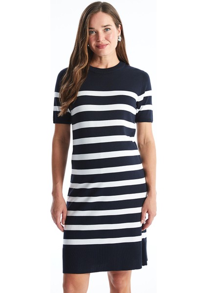 Yeni Sezon Bisiklet Yaka Çizgili Kadın Triko Elbise fiyatları
