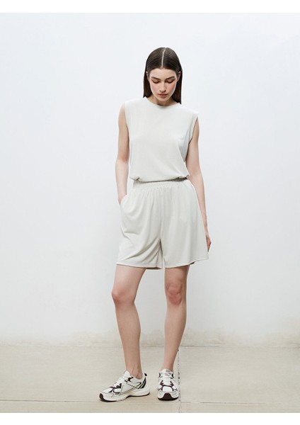 Yeni Sezon Beli Lastikli Modal Karışımlı Kadın Şort