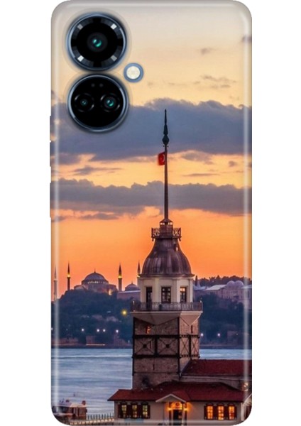 Tecno Camon 19 Pro Kılıf Renkli Temalı (CI8N) Uyumlu Silikon Kız Kulesi