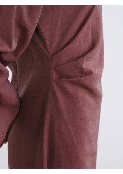 Yeni Sezon Bisiklet Yaka Dokulu Büzgülü Elbise modelleri