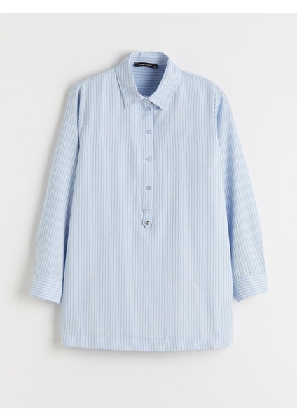 Yeni Sezon Gömlek Yaka Çizgili Poplin Kadın Tunik indirimleri