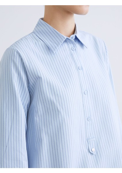 Yeni Sezon Gömlek Yaka Çizgili Poplin Kadın Tunik modelleri