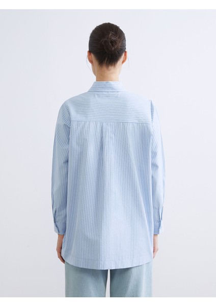 Yeni Sezon Gömlek Yaka Çizgili Poplin Kadın Tunik fırsatları