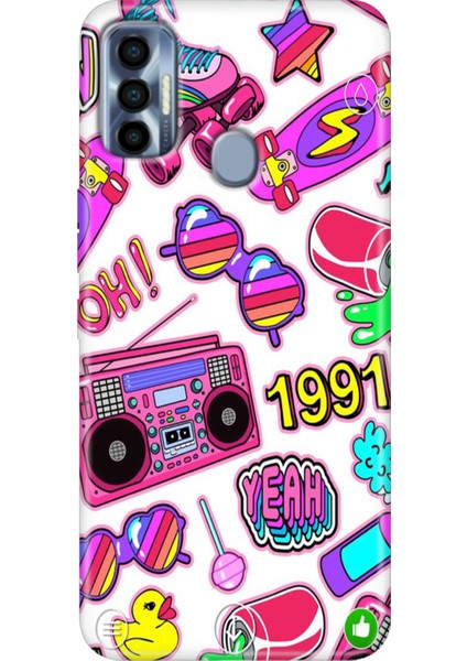 Tecno Spark 7 Pro Kılıf Renkli Silikon 90'lar