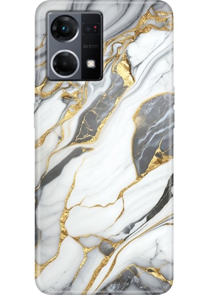 Oppo Reno 7 Kılıf (CPH2363) Desenli Silikon Kampanyalı Kapak Arsos Mermer