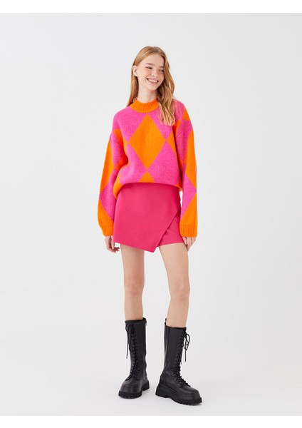 Yeni Sezon Kadın Beli Fermuarlı Düz Şort Etek