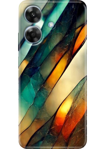 Realme Note 60 4g Kılıf Renkli Baskılı Tasarım Desenli Case Flora Mermer