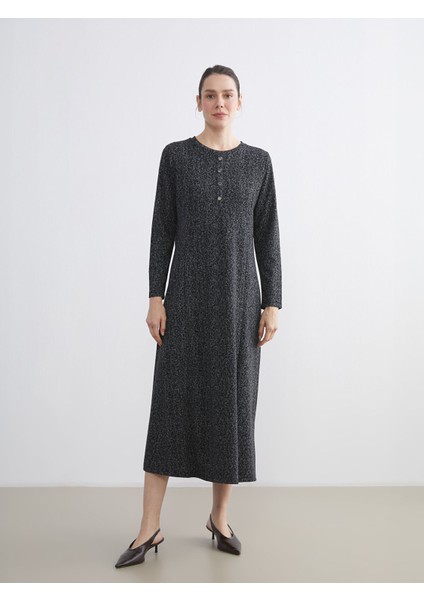 Yeni Sezon Bisiklet Yaka Desenli A Kesim Elbise fiyatları