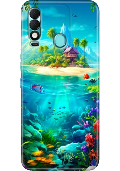 Tecno Spark 8t Kılıf Desenli Kapak Renkli Island