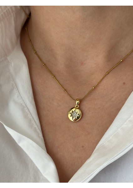 Yıldızlı Oval Çelik Kolye