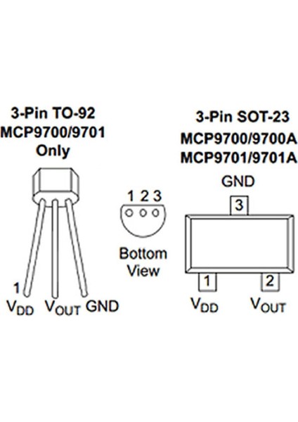 Microchip MCP9700-E/TO Analog Sıcaklık Isı Sensörü -40C / 125C 3 Pin TO92 LM35 Muadili