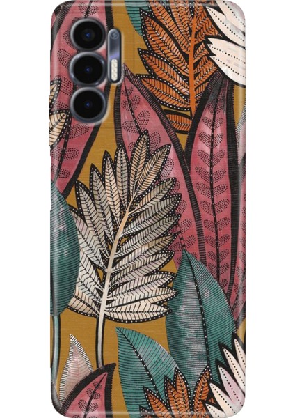 Tecno Pova 3 Kılıf (LF7N) Uyumlu Renkli Baskı Desen Esnek Silikon Yapraklar