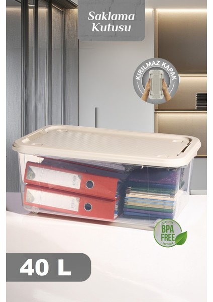40 Lt Tekerlekli Saklama Kabı - Kilitli Kapaklı Çok Amaçlı Düzenleyici Kiler Depolama Saklama Kutusu