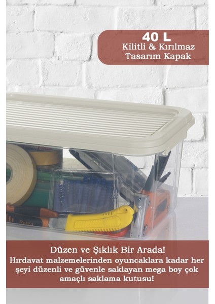 40 Lt Tekerlekli Saklama Kabı - Kilitli Kapaklı Çok Amaçlı Düzenleyici Kiler Depolama Saklama Kutusu fiyatları