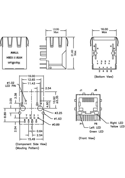 Trafolu RJ45 Ethernet Soketi HY911108H