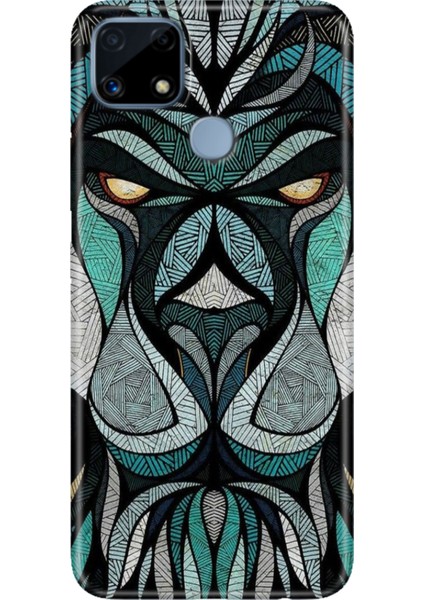 Realme C25 Kılıf Desenli Silikon Renkli Phone Case Lion Mandala