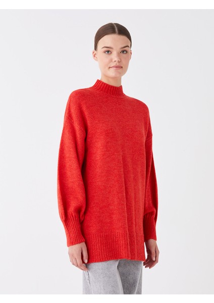 Yeni Sezon Yarım Balıkçı Yaka Oversize Kadın Triko Tunik