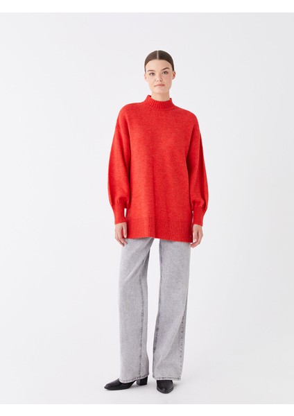 Yeni Sezon Yarım Balıkçı Yaka Oversize Kadın Triko Tunik modelleri