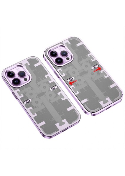 iPhone 13 Pro Max Kılıf Mekanik Bumper Kapak - Derin Mor