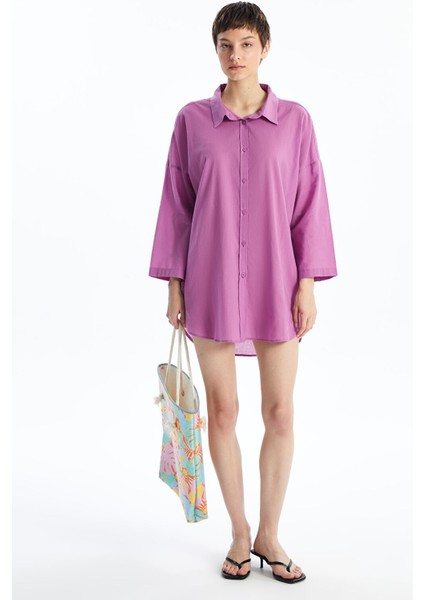 Yeni Sezon Gömlek Yaka Düz Uzun Kollu Kadın Plaj Elbisesi fiyatları