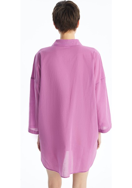 Yeni Sezon Gömlek Yaka Düz Uzun Kollu Kadın Plaj Elbisesi fırsatları