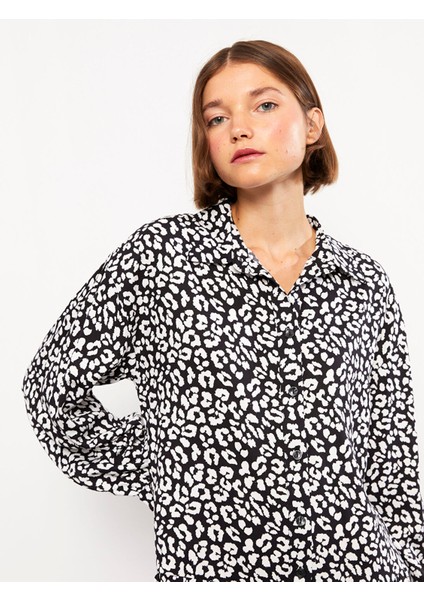 Yeni Sezon Gömlek Yaka Desenli Uzun Kollu Viskon Elbise modelleri