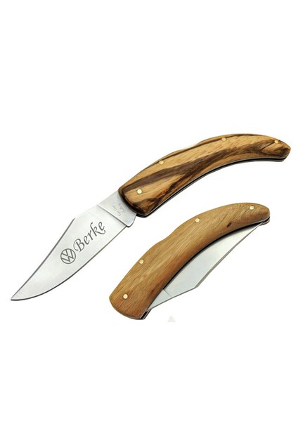 Kişiye Özel Isimli Araç Baskılı Ky-48- 20 cm Ahşap Saplı Kamp Av Cep Çakı