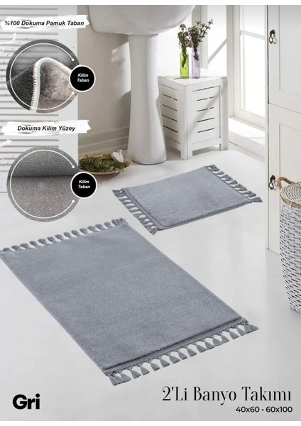 2'li Peluş Kaymaz Pamuk Tabanlı Klozet Takımı 40X60 ve 60X100 fiyatları