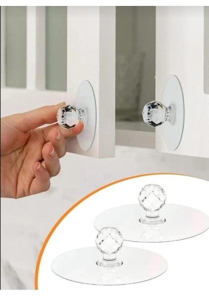 10 Adet Çok Amaçlı Kristal Topuz Kendinden Yapışkanlı Çekmece Kulpu Yapışkanlı (10 Adet)