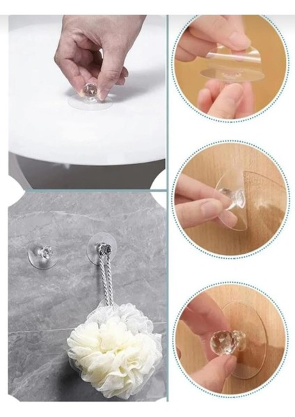 10 Adet Çok Amaçlı Kristal Topuz Kendinden Yapışkanlı Çekmece Kulpu Yapışkanlı (10 Adet)