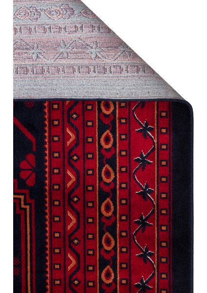 Buhara 01 Navy Afgan Desenli Viskon ile Üretilen Parlak ve Yumuşak Doku, Tabanı Kaydırmaz Ince Halı fiyatları