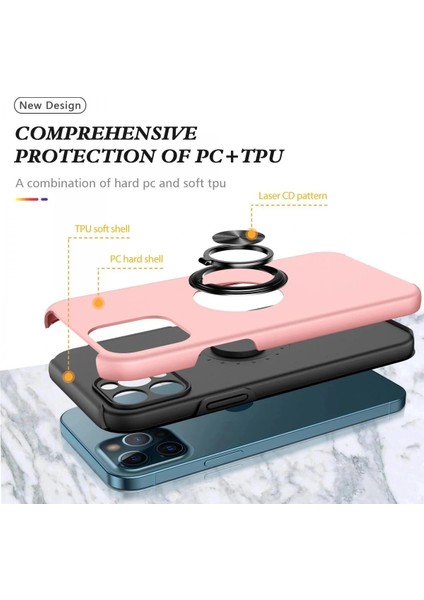 iPhone 12 Pro Kılıf Elit Yüzüklü Kapak - Pembe fiyatları