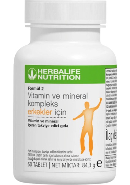 Formül 2 Vitamin ve Mineralerkekler Için Takviye Edici Gıda